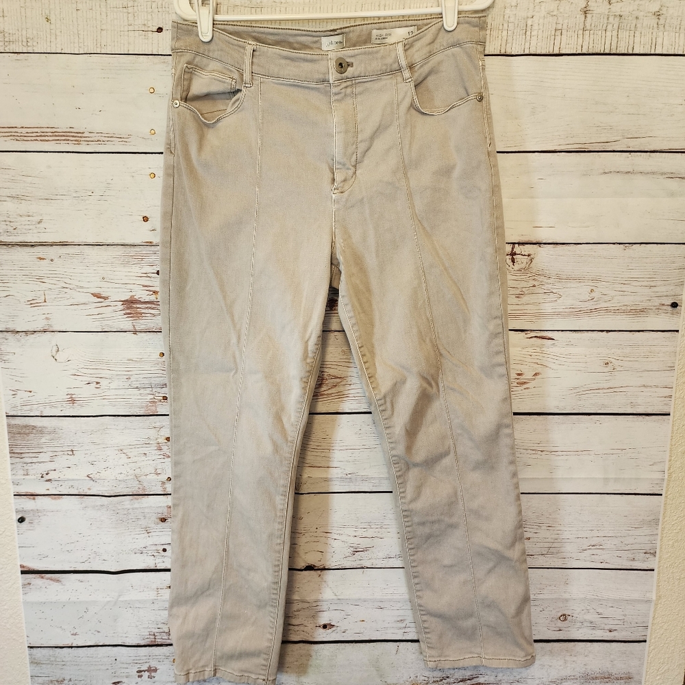 J.Jill Denim High Rise Slim Ankle Light Grey/Brown...size 12